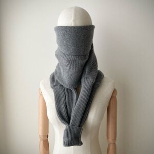 joodito yak wool sweater wrap preppy tie scarf japanese boro ribbed wide gray